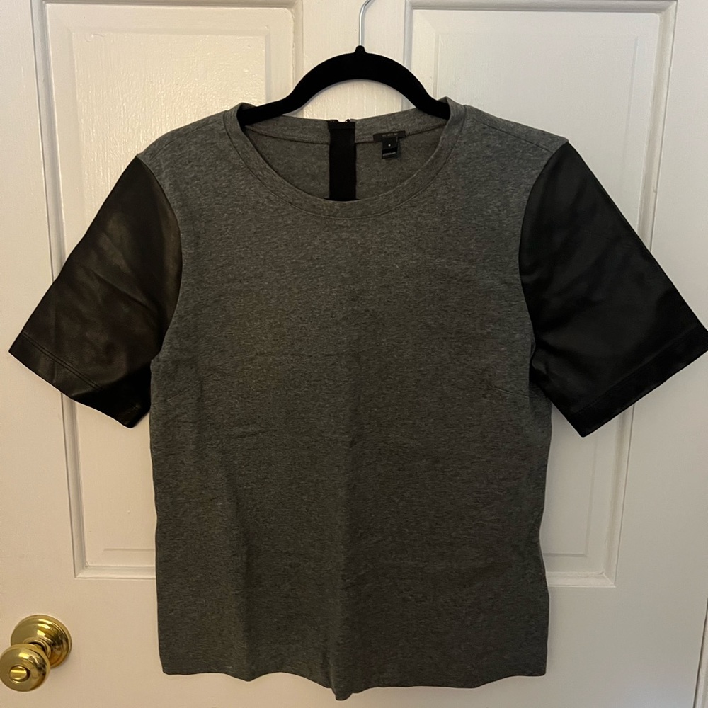 J. Crew Heather Gray Top with Black Accents